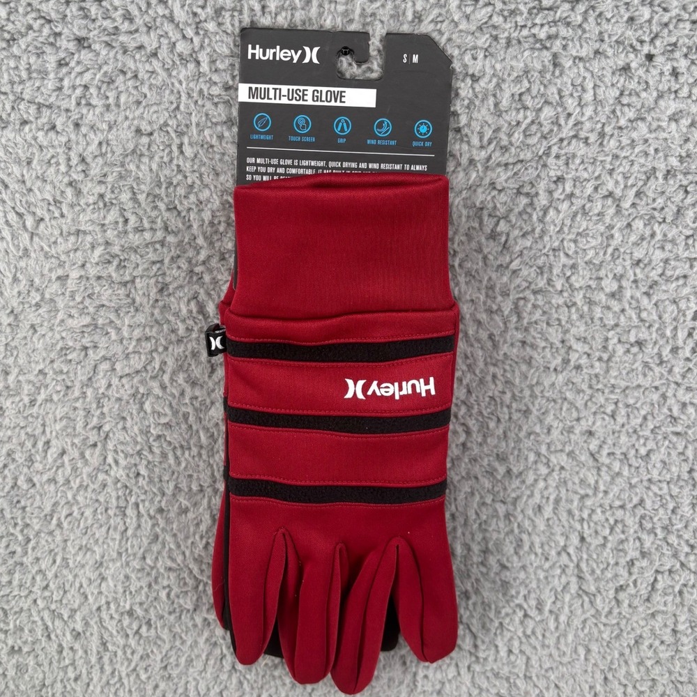 Hurley Muli-Use Lightweight Fast Drying Winter Gloves Men's Sz Small / Med NWT